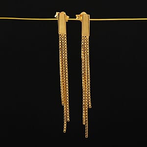 Box Chain Fringes Earrings in 14K Yellow Gold Over Sterling Silver 1.80 Grams