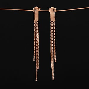 Box Chain Fringes Earrings in 14K Rose Gold Over Sterling Silver 1.80 Grams