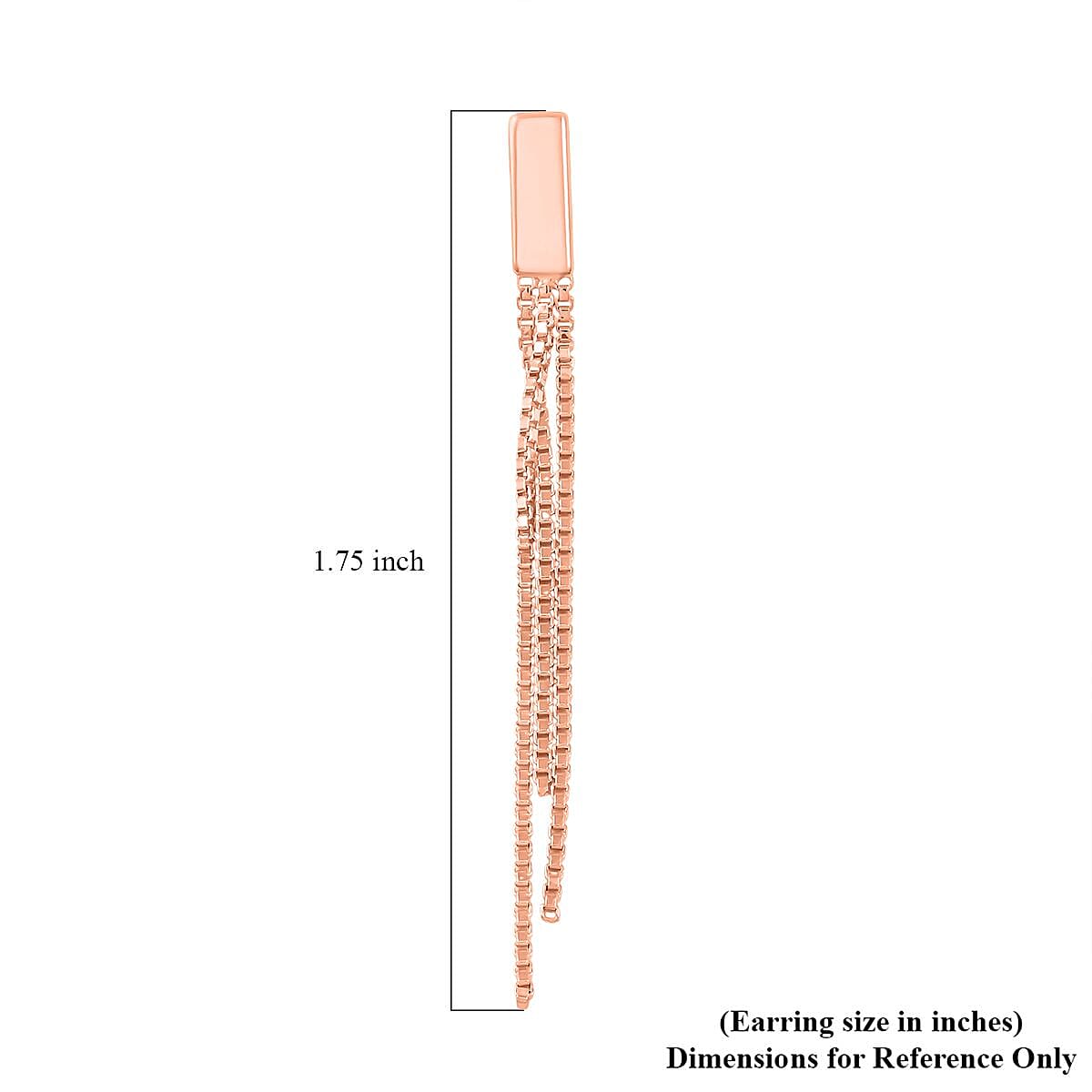Box Chain Fringes Earrings in 14K Rose Gold Over Sterling Silver 1.80 Grams
