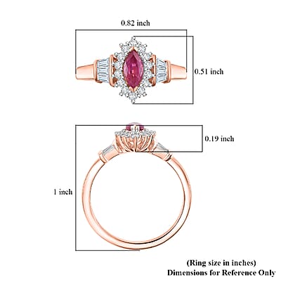 Premium Mozambique Pink Sapphire and White Zircon 1.10 ctw Ballerina Ring in 18K Vermeil Rose Gold Over Sterling Silver (Size 10.0)