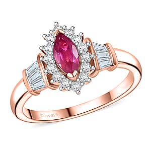 Premium Mozambique Pink Sapphire and White Zircon 1.10 ctw Ballerina Ring in 18K Vermeil Rose Gold Over Sterling Silver (Size 7.0)