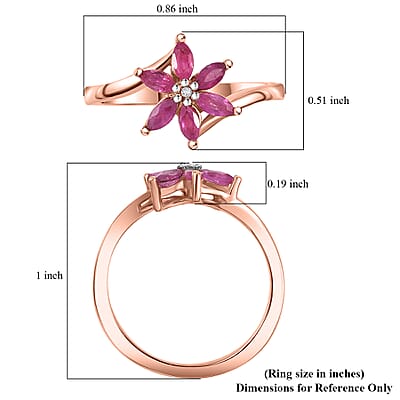 Premium Mozambique Pink Sapphire and Diamond 0.60 ctw Floral Ring in 18K Vermeil Rose Gold Over Sterling Silver (Size 10.0)