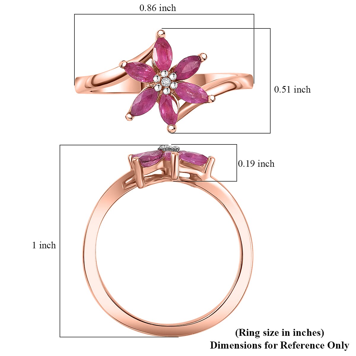 Premium Mozambique Pink Sapphire, Diamond Floral Ring in 18K Vermeil RG OverSterling Silver (Size 10.0) 0.60 ctw