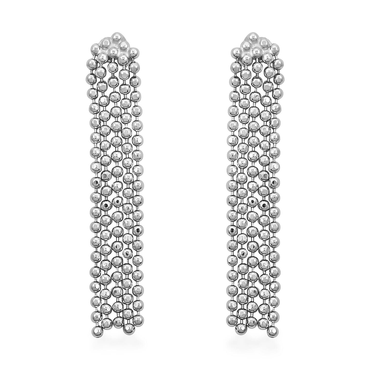 Beaded Tassels Earrings in Sterling Silver 2.90 Grams