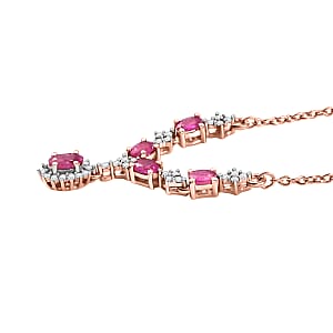 D'Joy Premium Mozambique Pink Sapphire and White Zircon 1.55 ctw Floral Cascade Necklace in 18K Vermeil Rose Gold Over Sterling Silver 18 Inches