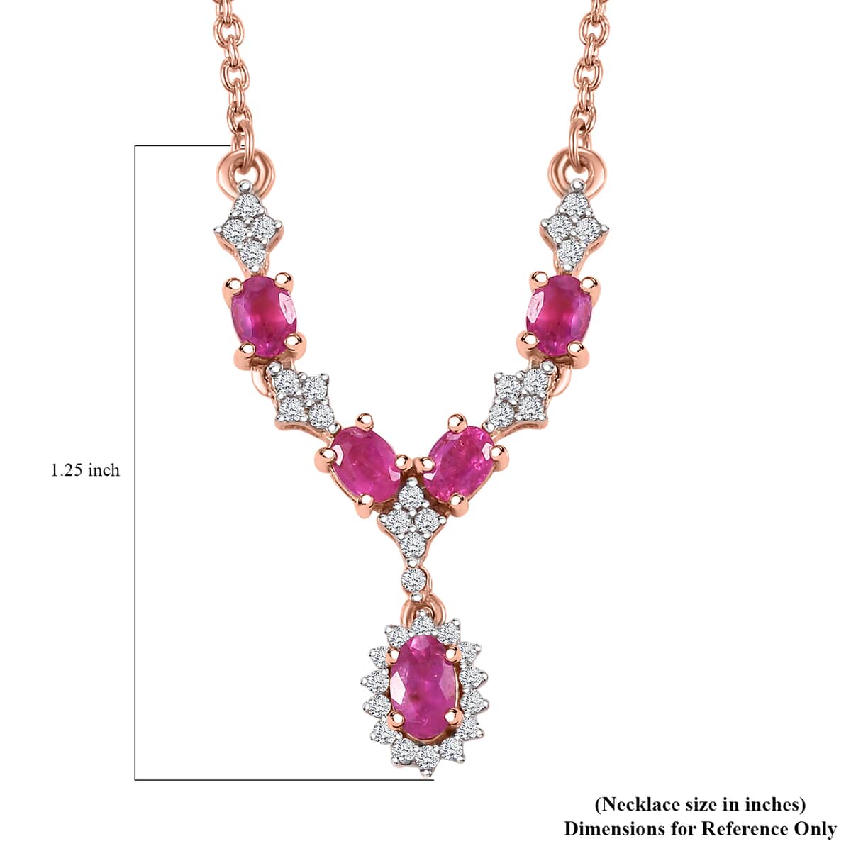 Premium Mozambique Pink Sapphire and White Zircon 1.55 ctw Floral Cascade Necklace in 18K Vermeil Rose Gold Over Sterling Silver 18 Inches image number 5