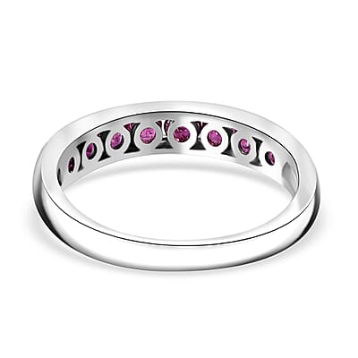 Premium Mozambique Pink Sapphire 0.85 ctw Half Eternity Ring in Rhodium Over Sterling Silver (Size 10.0) 