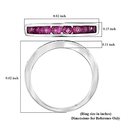 Premium Mozambique Pink Sapphire 0.85 ctw Half Eternity Ring in Rhodium Over Sterling Silver (Size 10.0) 