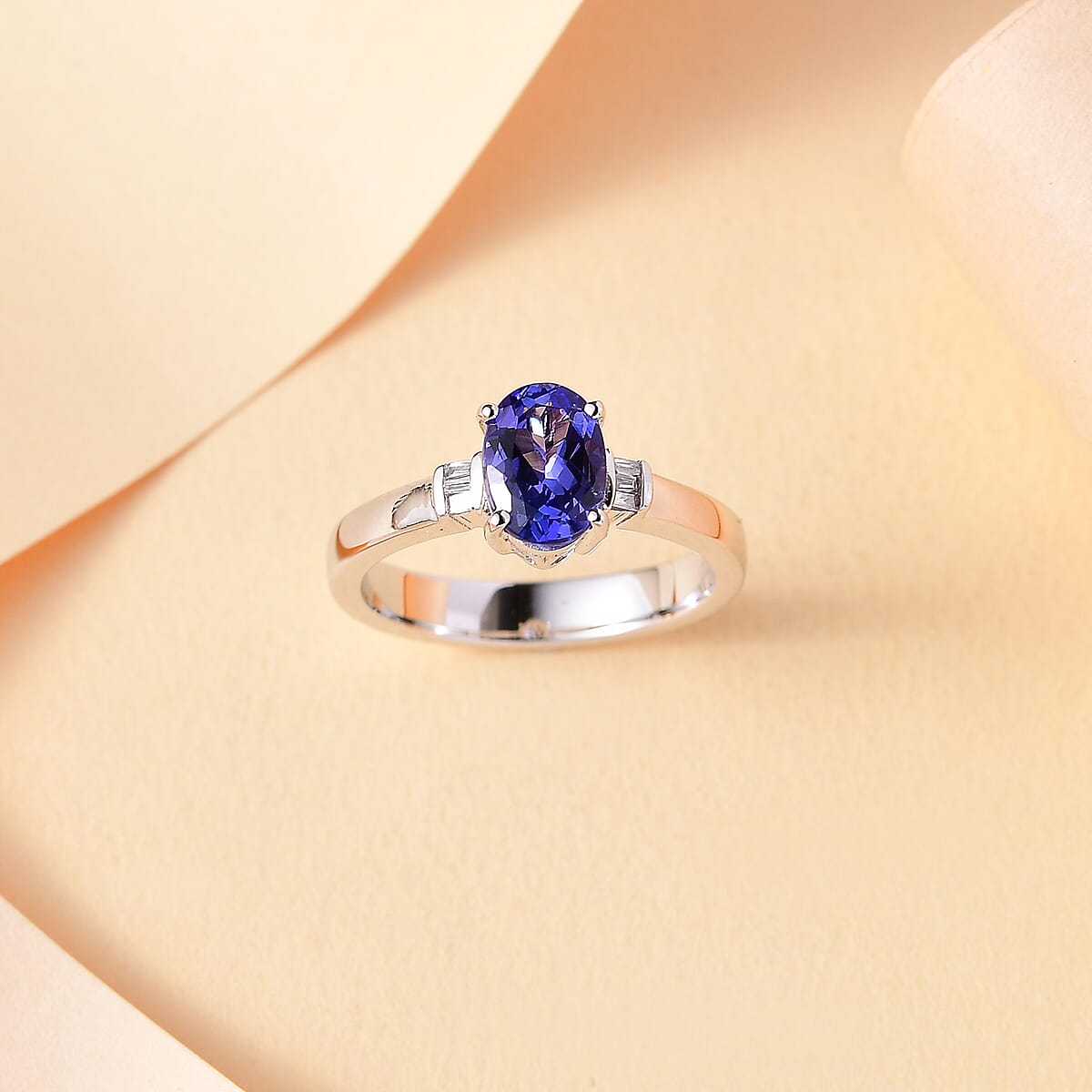 Luxoro Premium Tanzanite and G-H I3 Diamond 1.00 ctw Ring in 10K White Gold (Size 5.0) image number 1