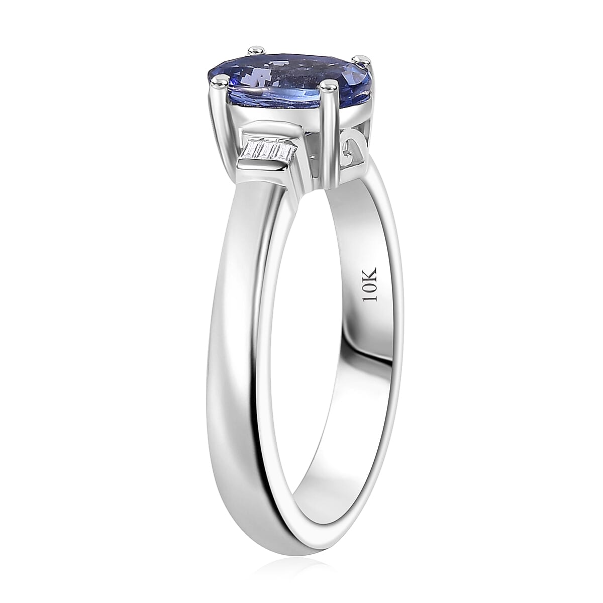 Luxoro Premium Tanzanite and G-H I3 Diamond 1.00 ctw Ring in 10K White Gold (Size 5.0) image number 3