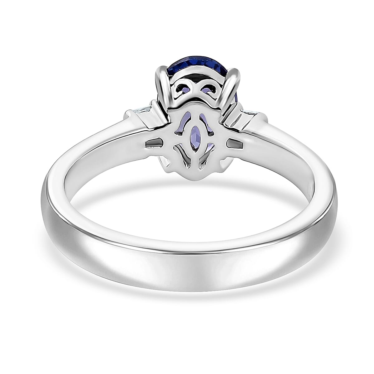 Luxoro Premium Tanzanite and G-H I3 Diamond 1.00 ctw Ring in 10K White Gold (Size 5.0) image number 4