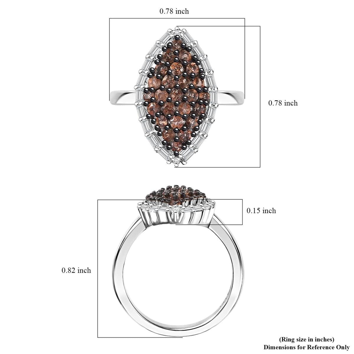 Premium Jenipapo Andalusite, Moissanite Ring in Rhodium Over Sterling Silver (Size 10.0) 0.90 ctw image number 5