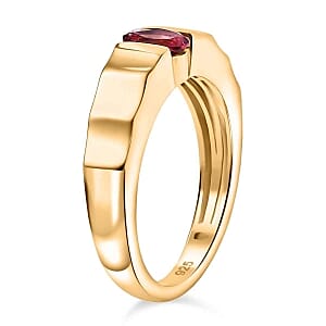 Lab Grown Red Beryl 0.38 ctw Ring in 18K Vermeil Yellow Gold Over Sterling Silver (Size 6.5)