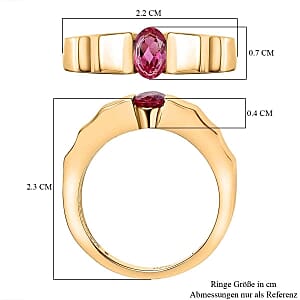 Lab Grown Red Beryl 0.38 ctw Ring in 18K Vermeil Yellow Gold Over Sterling Silver (Size 6.5)