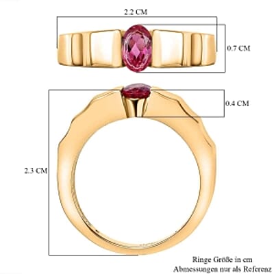 Lab Grown Red Beryl 0.38 ctw Ring in 18K Vermeil Yellow Gold Over Sterling Silver (Size 6.5)