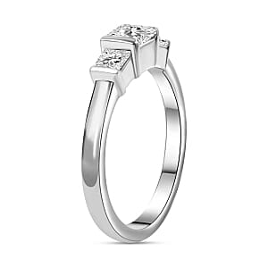 Swarovski Zirconia 1.23 ctw 3 Stone Ring in Rhodium Over Sterling Silver (Size 11.5)