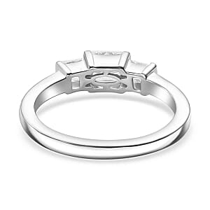 Swarovski Zirconia 1.23 ctw 3 Stone Ring in Rhodium Over Sterling Silver (Size 11.5)