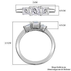 Swarovski Zirconia 1.23 ctw 3 Stone Ring in Rhodium Over Sterling Silver (Size 11.5)