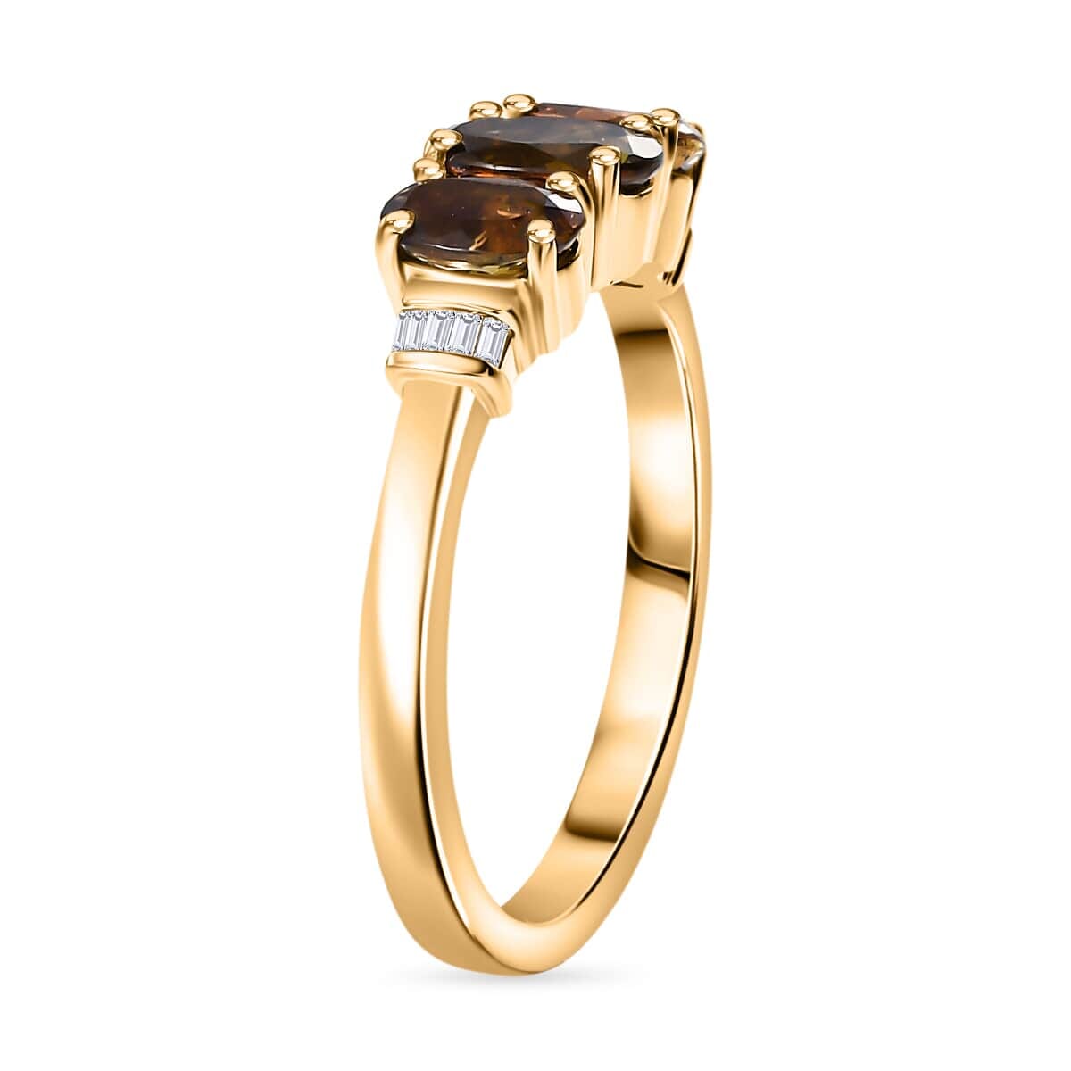 Luxoro 10K Yellow Gold Premium Jenipapo Andalusite, Diamond (G-H, I2) 3 Stone Ring (Size 11.0) 1.75 ctw image number 3
