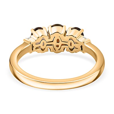Luxoro Premium Jenipapo Andalusite and G-H I2 Diamond 1.75 ctw 3 Stone Ring in 10K Yellow Gold (Size 6.0)