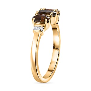 Luxoro Premium Jenipapo Andalusite and G-H I2 Diamond 1.75 ctw 3 Stone Ring in 10K Yellow Gold (Size 7.0) 