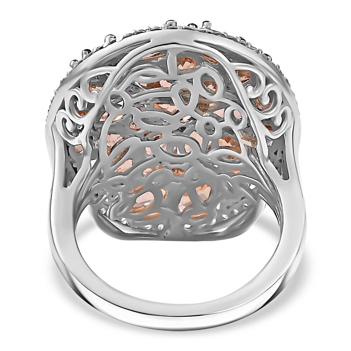 Jenipapo Andalusite and White Zircon 5.50 ctw Sea Pebbles Ring in Rhodium Over Sterling Silver (Size 10.0) image number 4