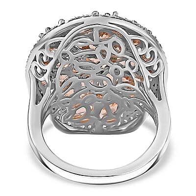 D'Joy Jenipapo Andalusite and White Zircon 5.50 ctw Sea Pebbles Ring in Rhodium Over Sterling Silver (Size 10.0)