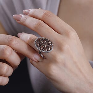 D'Joy Jenipapo Andalusite and White Zircon 5.50 ctw Sea Pebbles Ring in Rhodium Over Sterling Silver (Size 9.0)