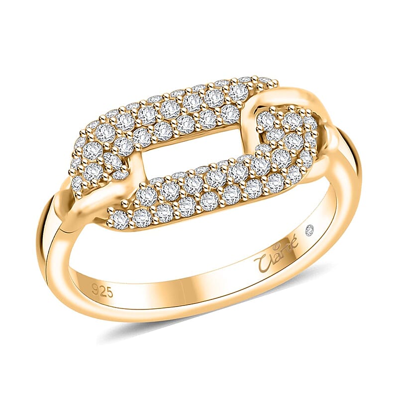 Clarte Chaine De Amore Collection Moissanite 0.60 ctw Ring in Vermeil Yellow Gold Over Sterling Silver (Size 10.0)
