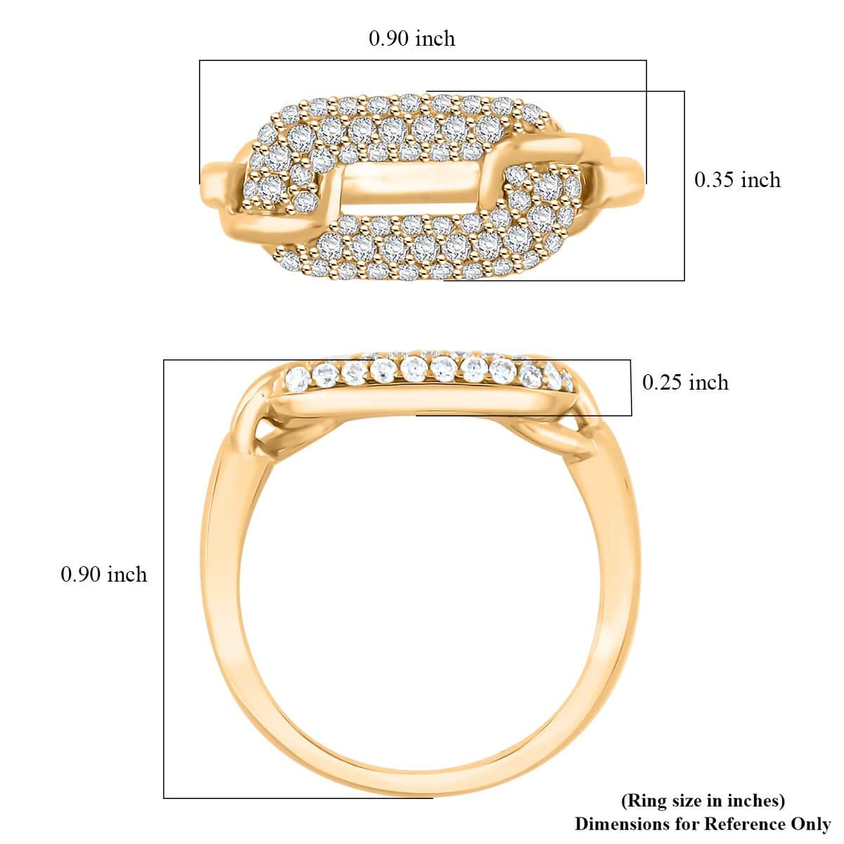 Clarte Chaine De Amore Collection Moissanite 0.60 ctw Ring in Vermeil Yellow Gold Over Sterling Silver image number 4