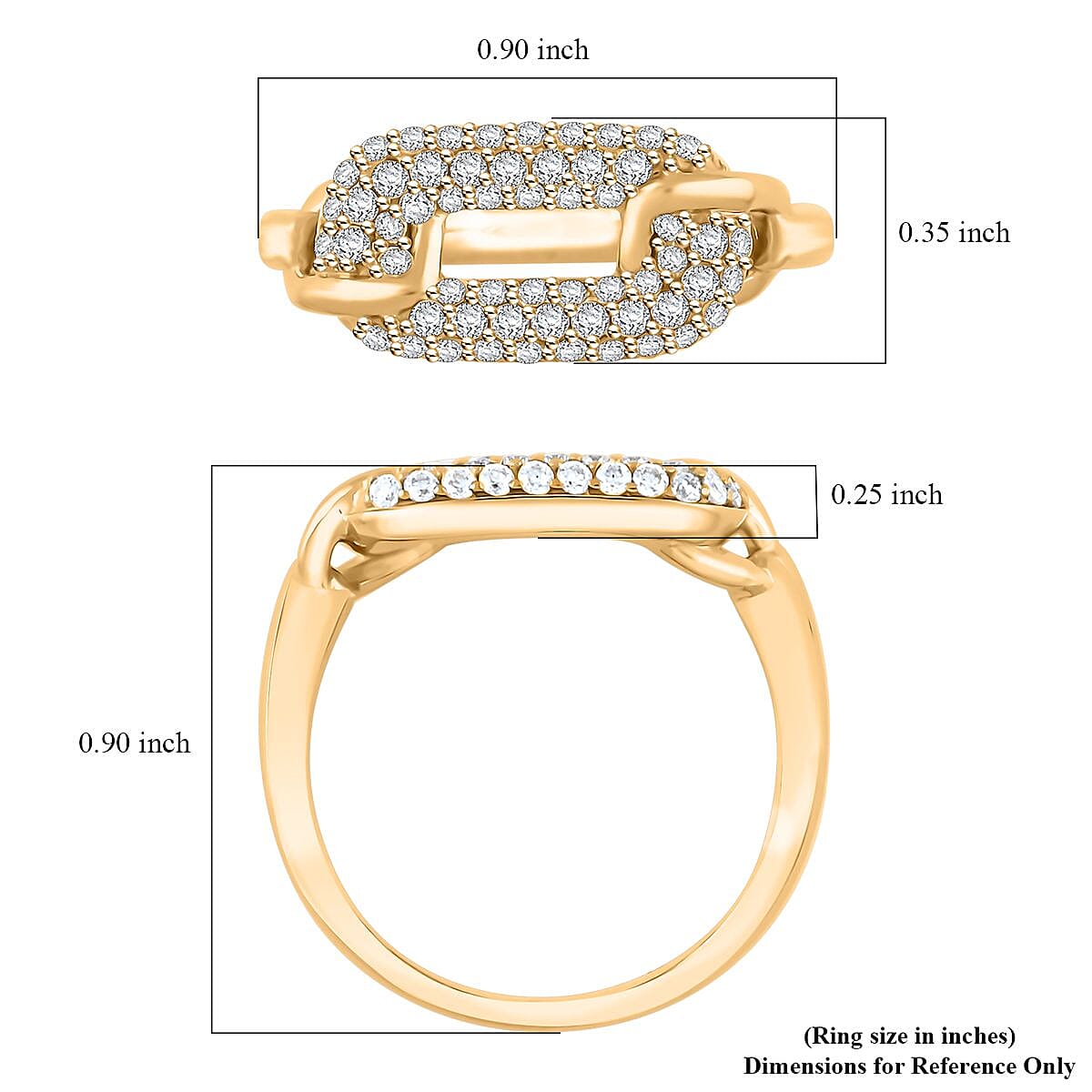 Clarte Chaine De Amore Collection Moissanite 0.60 ctw Ring in Vermeil Yellow Gold Over Sterling Silver (Size 6.0) image number 4