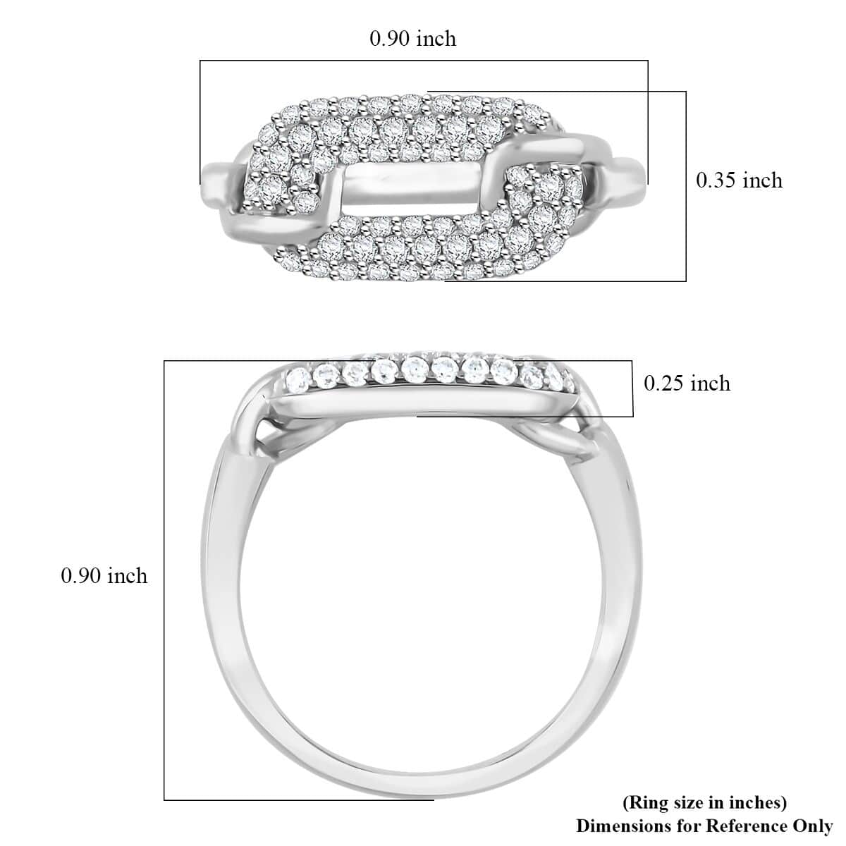 Clarte Chaine De Amore Collection Moissanite 0.60 ctw Ring in Platinum Over Sterling Silver (Size 6.0) image number 4