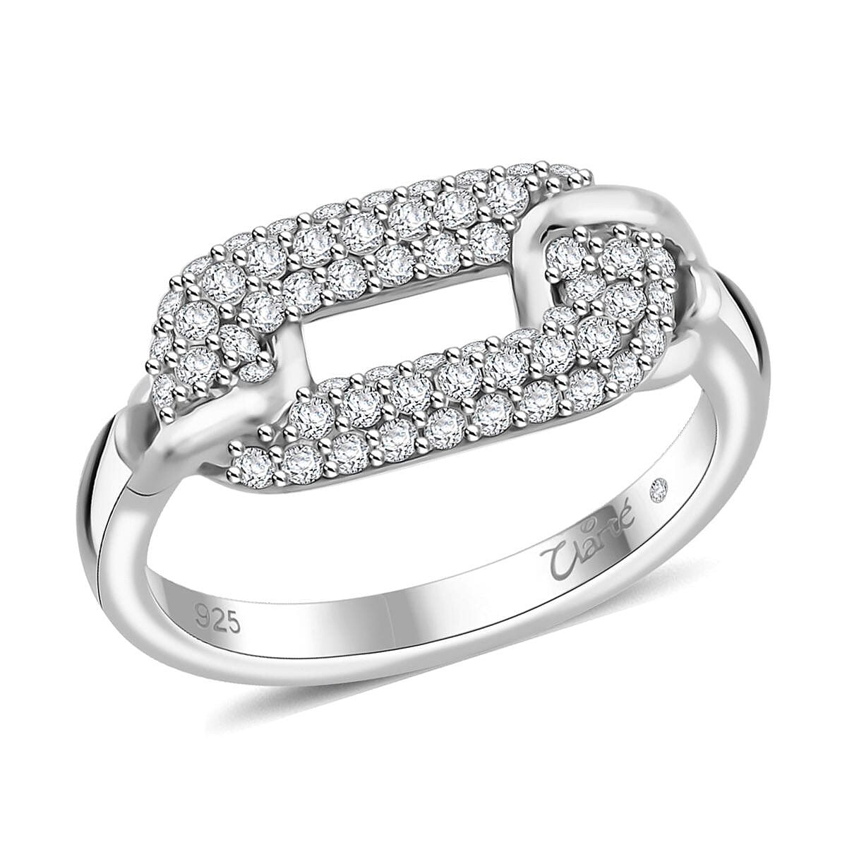 Clarte Chaine De Amore Collection Moissanite 0.60 ctw Ring in Platinum Over Sterling Silver (Size 9.0) image number 0