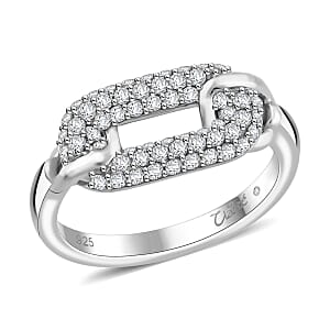 Clarte Chaine De Amore Collection Moissanite 0.60 ctw Ring in Platinum Over Sterling Silver (Size 9.0)