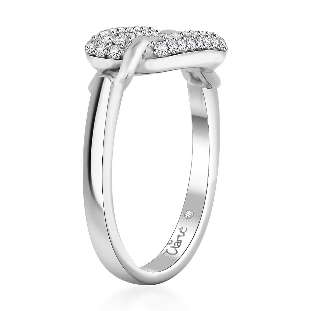 Clarte Chaine De Amore Collection Moissanite 0.60 ctw Ring in Platinum Over Sterling Silver (Size 9.0) image number 3