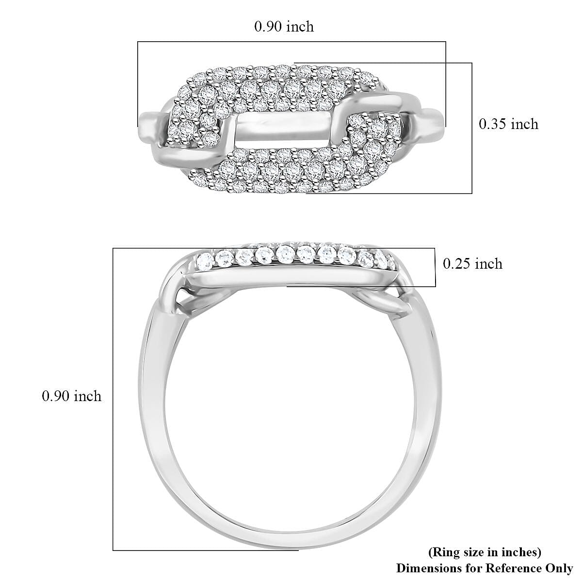 Clarte Chaine De Amore Collection Moissanite 0.60 ctw Ring in Platinum Over Sterling Silver (Size 9.0) image number 4