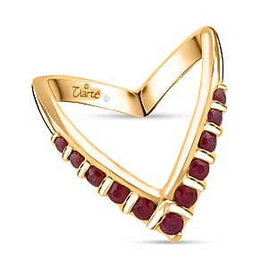 Clarte Colore Collection Niassa Ruby (FF) and Moissanite 0.60 ctw Ring in Vermeil Yellow Gold Over Sterling Silver (Size 6.0)