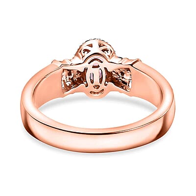 Luxoro AAA Mahenge Spinel, I2 Natural Champagne and White Diamond 0.70 ctw Ballerina Ring in 10K Rose Gold (Size 6.0)