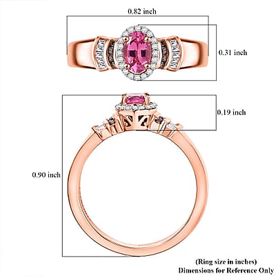 Luxoro AAA Mahenge Spinel, I2 Natural Champagne and White Diamond 0.70 ctw Ballerina Ring in 10K Rose Gold (Size 6.0)