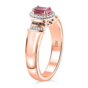 Certified & Appraised Luxoro AAA Mahenge Spinel, I2 Natural Champagne and White Diamond 0.70 ctw Ballerina Ring in 10K Rose Gold (Size 7.0)