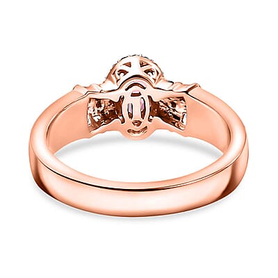 Certified & Appraised Luxoro AAA Mahenge Spinel, I2 Natural Champagne and White Diamond 0.70 ctw Ballerina Ring in 10K Rose Gold (Size 7.0)