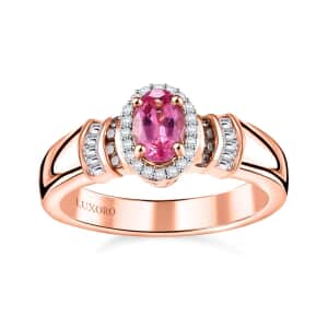 Certified & Appraised Luxoro AAA Mahenge Spinel, I2 Natural Champagne and White Diamond 0.70 ctw Ballerina Ring in 10K Rose Gold (Size 7.5)