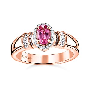 Certified & Appraised Luxoro AAA Mahenge Spinel, I2 Natural Champagne and White Diamond 0.70 ctw Ballerina Ring in 10K Rose Gold (Size 8.0)