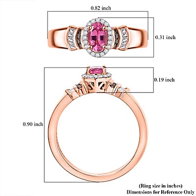 Certified & Appraised Luxoro AAA Mahenge Spinel, I2 Natural Champagne and White Diamond 0.70 ctw Ballerina Ring in 10K Rose Gold (Size 8.0)