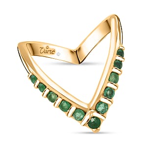 Clarte Colore Collection Emerald and Moissanite 0.55 ctw Ring in Vermeil Yellow Gold Over Sterling Silver (Size 9.0)