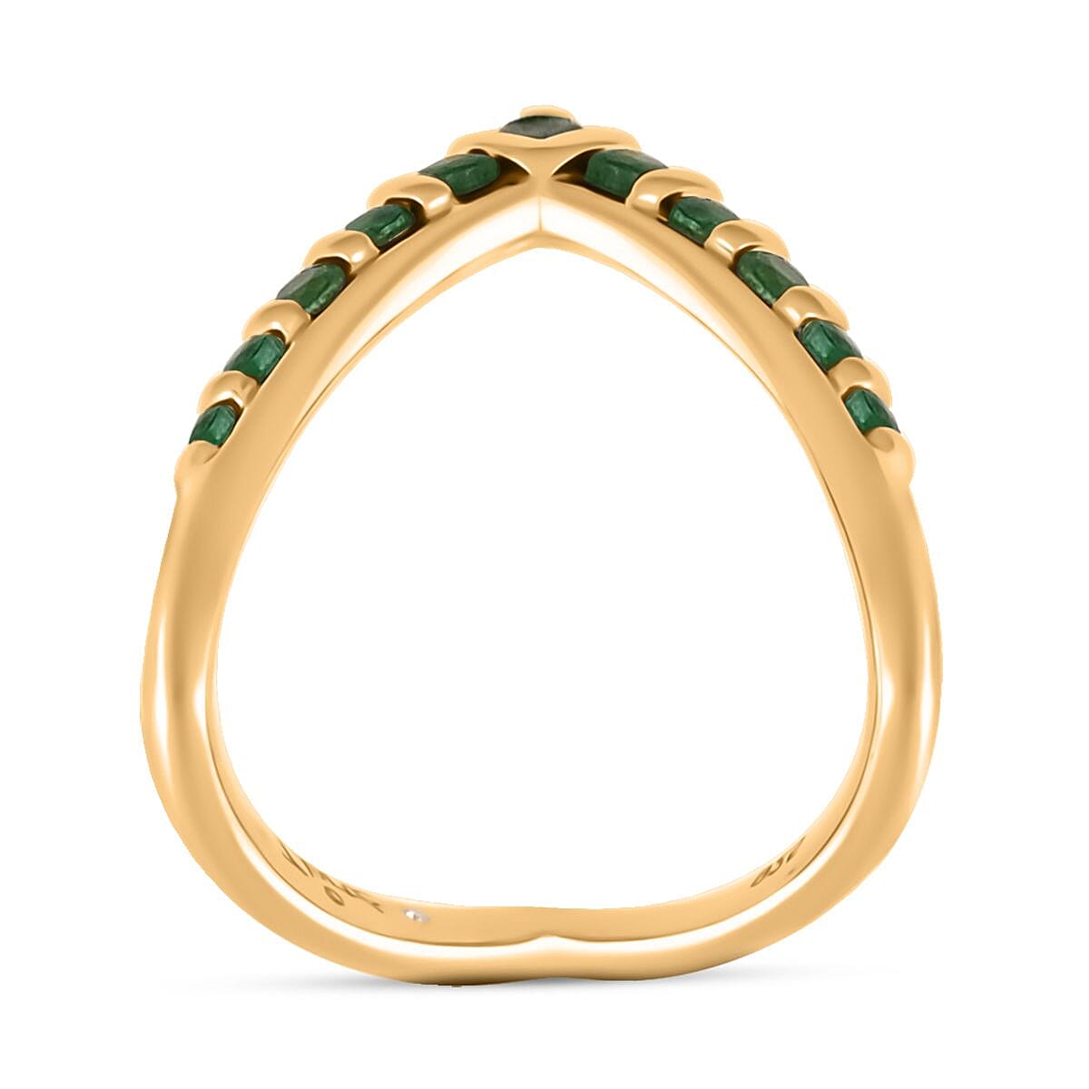 Clarte Colore Collection Emerald and Moissanite 0.55 ctw Ring in Vermeil Yellow Gold Over Sterling Silver (Size 9.0) image number 3