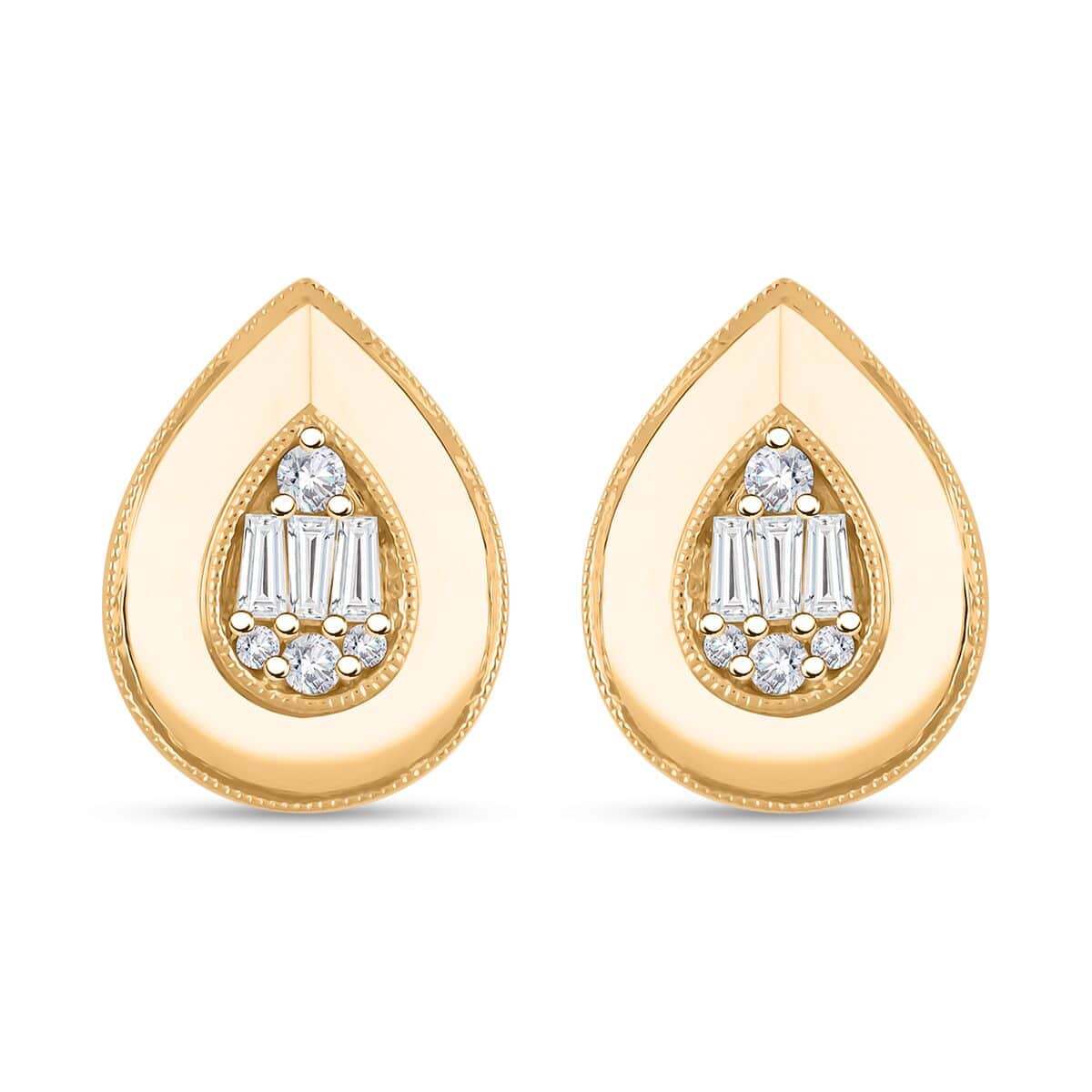 Clarte Gatsby Collection Moissanite 0.40 ctw Pear Stud Earrings in Vermeil Yellow Gold Over Sterling Silver image number 0