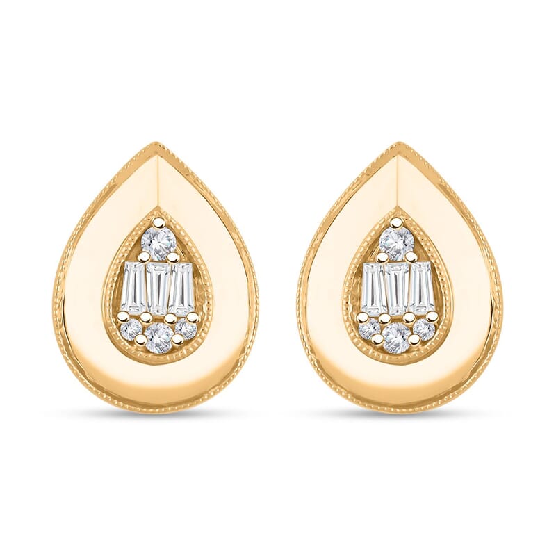 Clarte Gatsby Collection Moissanite 0.40 ctw Pear Stud Earrings in Vermeil Yellow Gold Over Sterling Silver