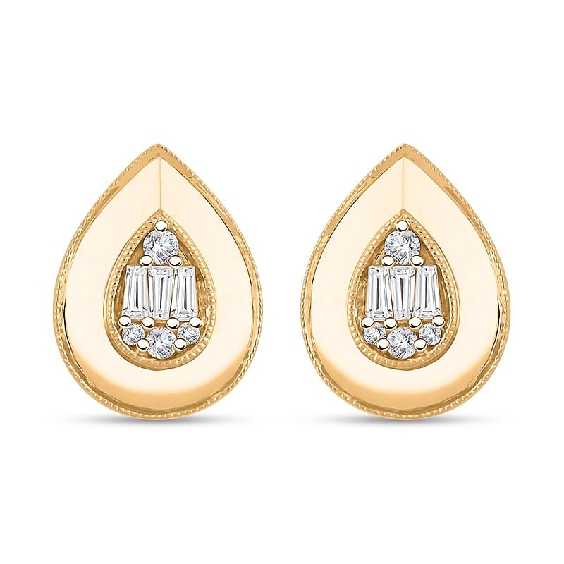 Clarte Gatsby Collection Moissanite 0.40 ctw Pear Stud Earrings in Vermeil Yellow Gold Over Sterling Silver