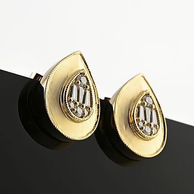 Clarte Gatsby Collection Moissanite 0.40 ctw Pear Stud Earrings in Vermeil Yellow Gold Over Sterling Silver